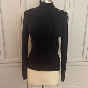 Lauren Ralph Lauren black mock turtleneck ribbed sweater